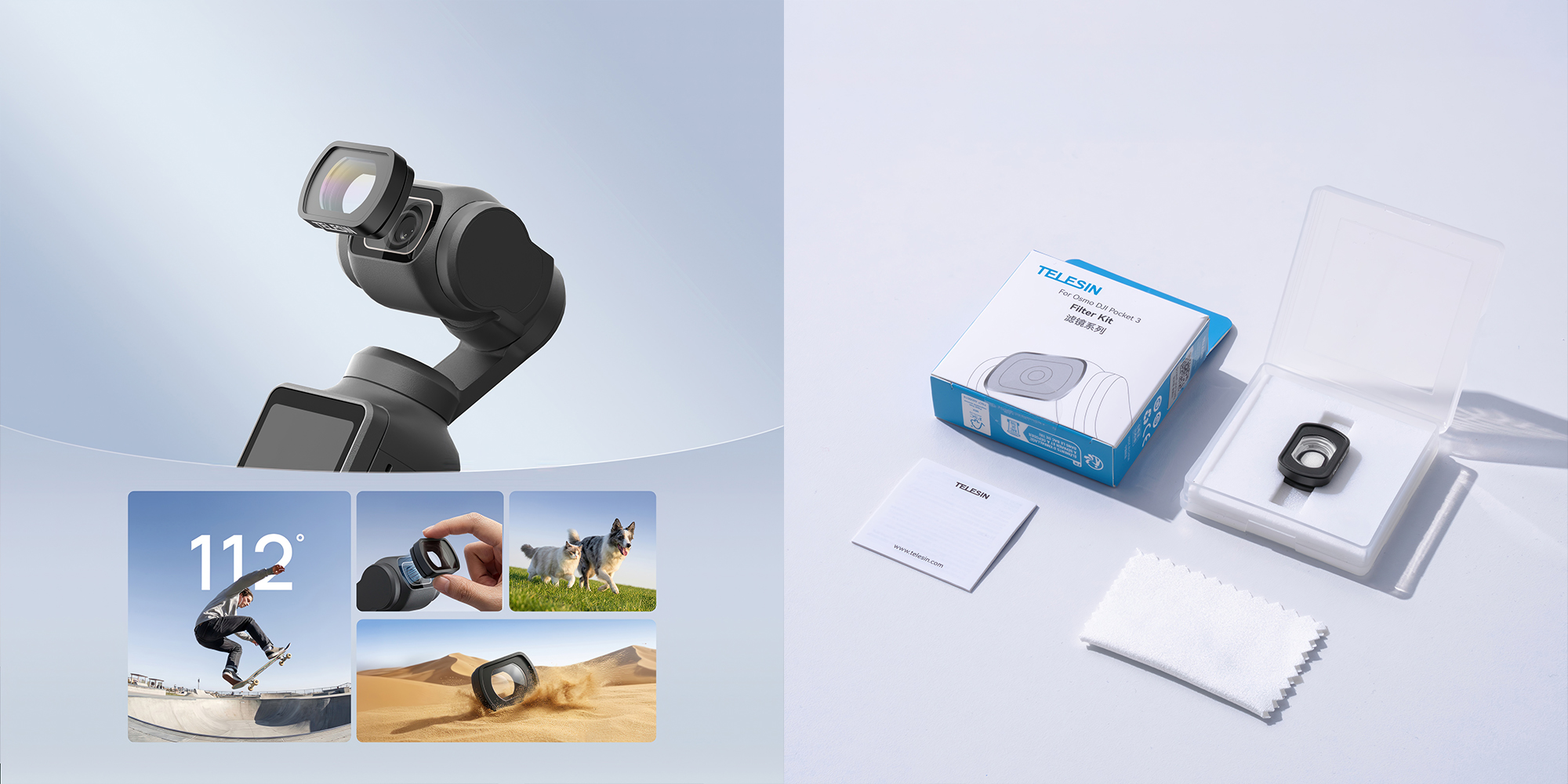 Obiektyw szerokokątny Telesin S5-FLT-48-TDJ do kamer DJI Osmo Pocket 4/3
